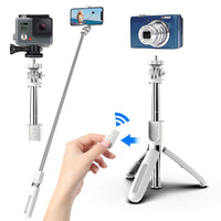 HKM-902867 Compact Bluetooth Selfie Stick with Remote for iPhone - Elegant Black and Simple White