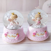 HKM-902931 Snow Crystal Ball Music Box - Enchanting Angel Design with Light Effect