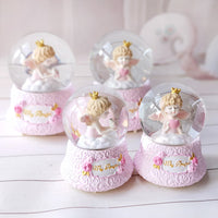 HKM-902931 Snow Crystal Ball Music Box - Enchanting Angel Design with Light Effect