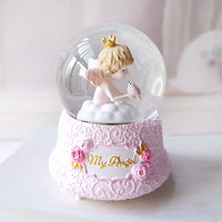 HKM-902931 Snow Crystal Ball Music Box - Enchanting Angel Design with Light Effect