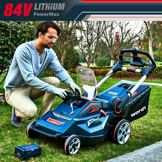 KTX-902995 Cordless Electric Lawn Mower 84V Brushless Self-Propelled Garden Grass Cutter