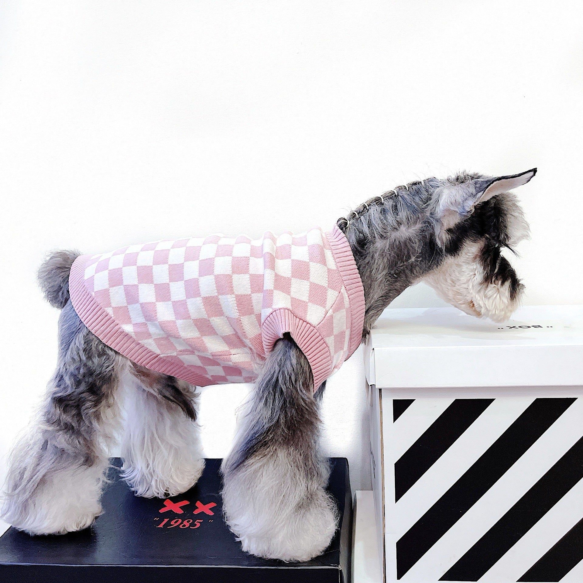 HKM-903059 Pet Cute Pink Checkerboard Vest Sweater for Dogs and Cats