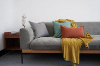 HKM-903187 Orange-Red Double-Sided Cotton and Linen Pillowcase for Sofa | 45x45cm, 50x50cm, 55x55cm, 30x50cm, 35x55cm Options