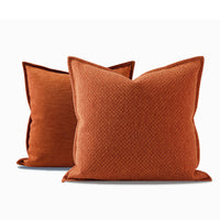 HKM-903187 Orange-Red Double-Sided Cotton and Linen Pillowcase for Sofa | 45x45cm, 50x50cm, 55x55cm, 30x50cm, 35x55cm Options