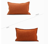 HKM-903187 Orange-Red Double-Sided Cotton and Linen Pillowcase for Sofa | 45x45cm, 50x50cm, 55x55cm, 30x50cm, 35x55cm Options