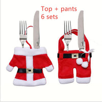 HKM-903251 Christmas Tableware Set - Red Non-Woven Fabric Knife and Fork Bag for Festive Dining