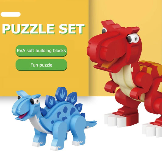 KTX-903379 3D Dinosaur EVA Building Block Puzzle - Educational DIY Toy for Kids Ages 3+