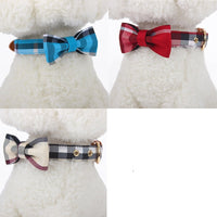 HKM-903507 Classic Mesh Bow Pet Collar in Khaki, Bordeaux Red, and Rhine Blue