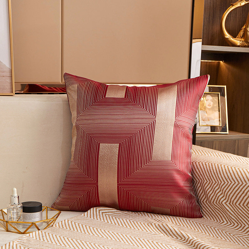 HKM-903635 Geometric Pattern Jacquard Square Cushion Cover in Multiple Colors