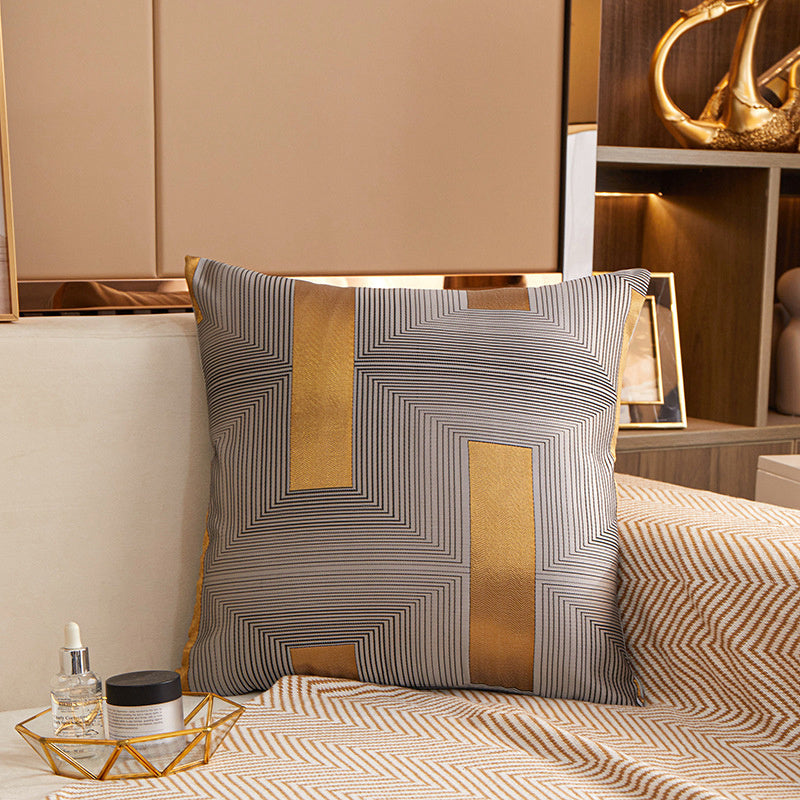 HKM-903635 Geometric Pattern Jacquard Square Cushion Cover in Multiple Colors