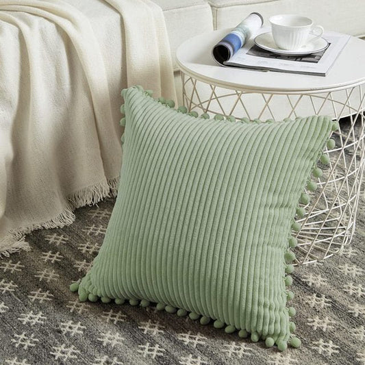HKM-903763 Solid Color Flannel Striped Pillow Cover - Multiple Sizes Available