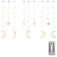 HKM-903763 Star and Moon String Lights with Remote Control - 138 Energy-Saving LEDs for Holiday Decor