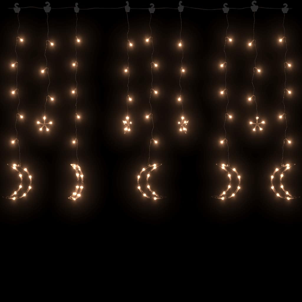 HKM-903763 Star and Moon String Lights with Remote Control - 138 Energy-Saving LEDs for Holiday Decor