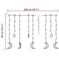 HKM-903763 Star and Moon String Lights with Remote Control - 138 Energy-Saving LEDs for Holiday Decor
