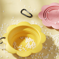 HKM-903827 Portable Silicone Folding Pet Bowl for Outdoor Use - Pink & Yellow