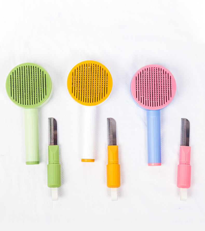 HKM-903891 Curved Needle Massage Comb for Long Hair Pet Grooming – 2-in-1 Cat and Dog Hair Removal Brush