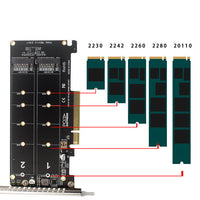 HKM-904147 Dual M.2 M-Key NVMe SSD RAID Expansion Adapter Card for PCIe x8 Motherboard - Black/Dark Gray