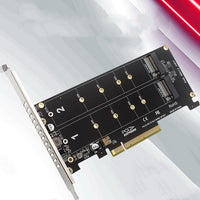 HKM-904147 Dual M.2 M-Key NVMe SSD RAID Expansion Adapter Card for PCIe x8 Motherboard - Black/Dark Gray