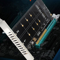 HKM-904147 Dual M.2 M-Key NVMe SSD RAID Expansion Adapter Card for PCIe x8 Motherboard - Black/Dark Gray