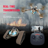 HKM-904211 2 in 1 Remote Control Tank Drone with HD Aerial Camera and 2-Axis Gimbal