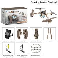 HKM-904211 2 in 1 Remote Control Tank Drone with HD Aerial Camera and 2-Axis Gimbal