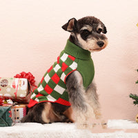 HKM-904211 Cozy Red Plaid Christmas Sweater for Small and Medium Dogs