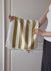 HKM-904211 Mori Retro Style Wide Stripe Combed Cotton Towel