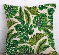 HKM-904339 Tropical Leaf Design Linen Pillowcase with Soft Cotton Filling