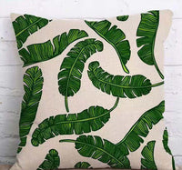 HKM-904339 Tropical Leaf Design Linen Pillowcase with Soft Cotton Filling