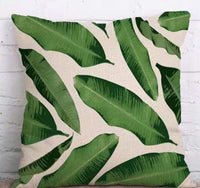 HKM-904339 Tropical Leaf Design Linen Pillowcase with Soft Cotton Filling