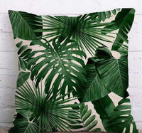 HKM-904339 Tropical Leaf Design Linen Pillowcase with Soft Cotton Filling