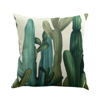 HKM-904339 Tropical Leaf Design Linen Pillowcase with Soft Cotton Filling