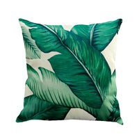 HKM-904339 Tropical Leaf Design Linen Pillowcase with Soft Cotton Filling
