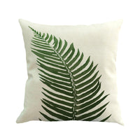 HKM-904339 Tropical Leaf Design Linen Pillowcase with Soft Cotton Filling