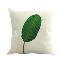 HKM-904339 Tropical Leaf Design Linen Pillowcase with Soft Cotton Filling