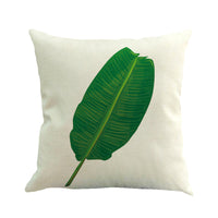 HKM-904339 Tropical Leaf Design Linen Pillowcase with Soft Cotton Filling