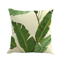HKM-904339 Tropical Leaf Design Linen Pillowcase with Soft Cotton Filling