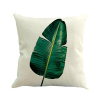 HKM-904339 Tropical Leaf Design Linen Pillowcase with Soft Cotton Filling