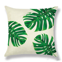 HKM-904339 Tropical Leaf Design Linen Pillowcase with Soft Cotton Filling