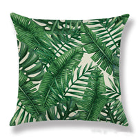 HKM-904339 Tropical Leaf Design Linen Pillowcase with Soft Cotton Filling