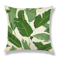 HKM-904339 Tropical Leaf Design Linen Pillowcase with Soft Cotton Filling