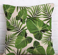 HKM-904339 Tropical Leaf Design Linen Pillowcase with Soft Cotton Filling