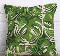 HKM-904339 Tropical Leaf Design Linen Pillowcase with Soft Cotton Filling