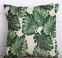 HKM-904339 Tropical Leaf Design Linen Pillowcase with Soft Cotton Filling