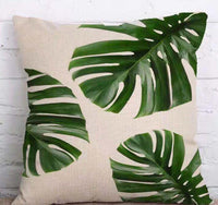 HKM-904339 Tropical Leaf Design Linen Pillowcase with Soft Cotton Filling