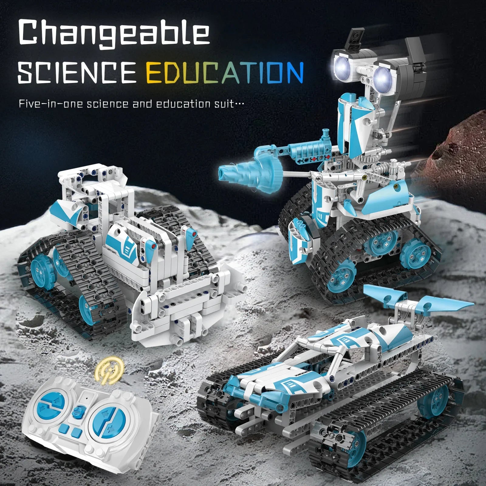 KTX-904787 5-in-1 Remote Control Robot Building Kit - APP Programmable STEM Toy for Ages 5 and Up