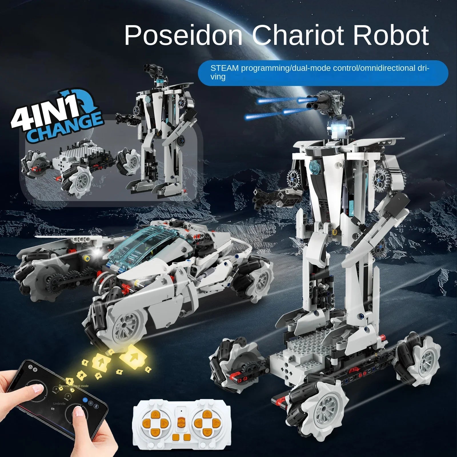 KTX-904787 5-in-1 Remote Control Robot Building Kit - APP Programmable STEM Toy for Ages 5 and Up