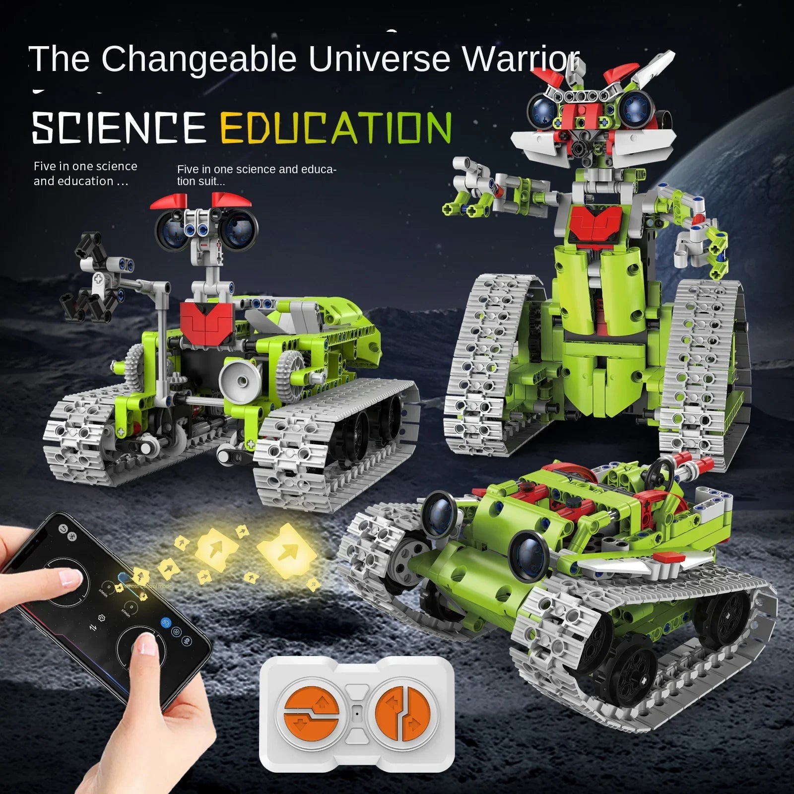 KTX-904787 5-in-1 Remote Control Robot Building Kit - APP Programmable STEM Toy for Ages 5 and Up