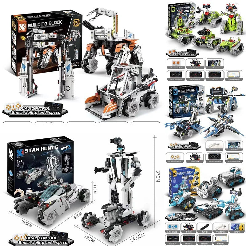 KTX-904787 5-in-1 Remote Control Robot Building Kit - APP Programmable STEM Toy for Ages 5 and Up