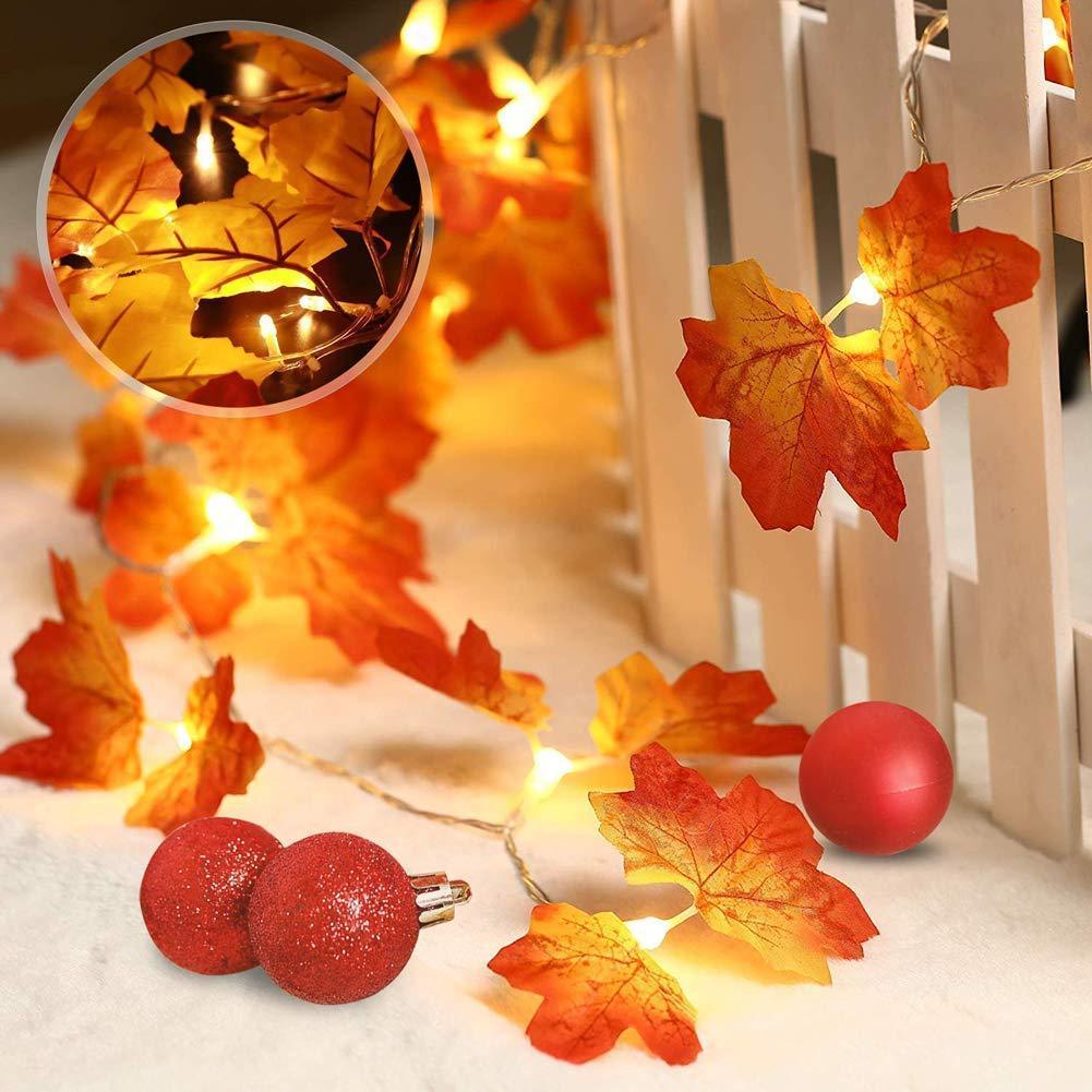 HKM-904915 LED Maple Leaf String Lights with Warm White Glow for Creative Home and Event Decor
